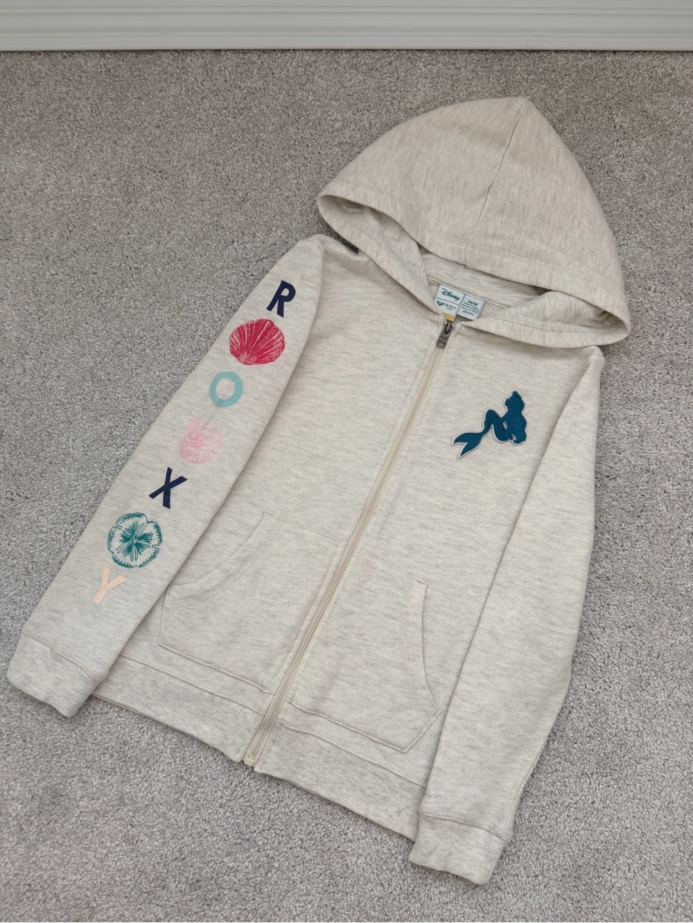 Roxy x Disney Girls Ariel Full Zip Hooded Jacket, size 10, M